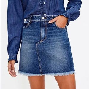 LOFT Frayed Denim Skirt